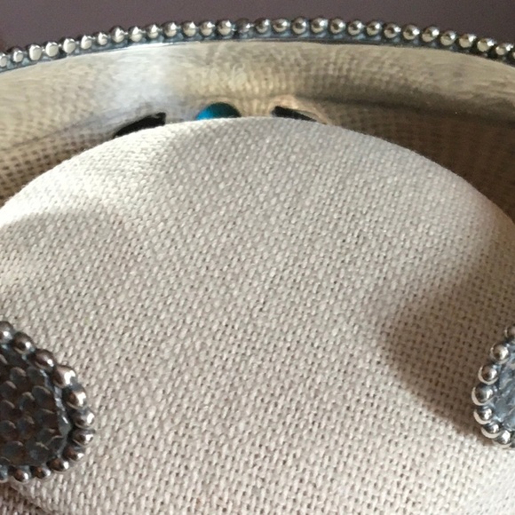 Handcrafted NEW Samuel B silver abalone and sleeping turquoise Evil Eye cuff - Picture 5 of 7